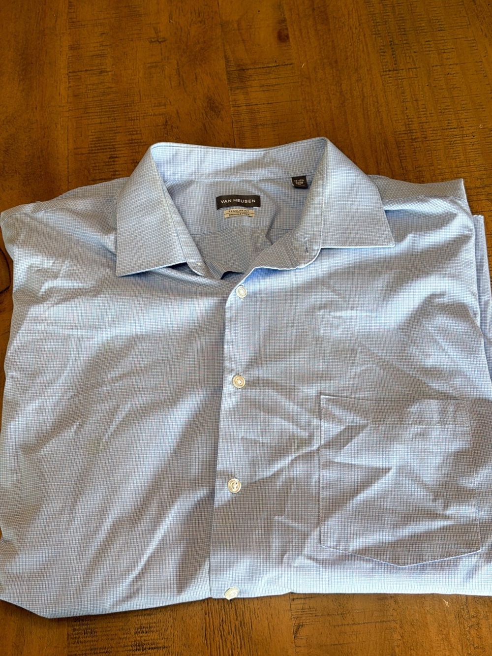 Van Heusen Light Blue Micro-Check Men's Dress Shirt